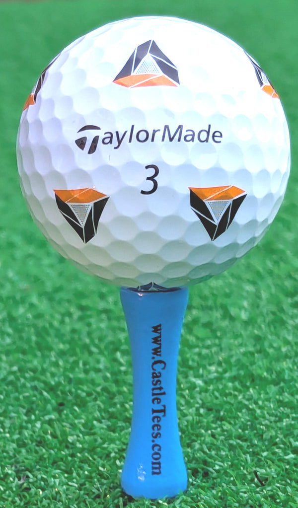 Sky Blue Castle Tees – 50 x 55mm Sky Blue Premium Bamboo Golf Tees in a Biodegradable Kraft Box