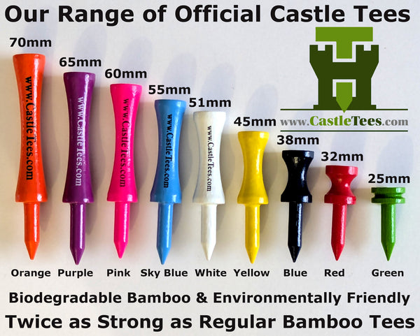 Mixed Castle Tees Zip Storage Tee Bag – 45 pcs Mixed Size Premium Bamboo Castle Golf Tees