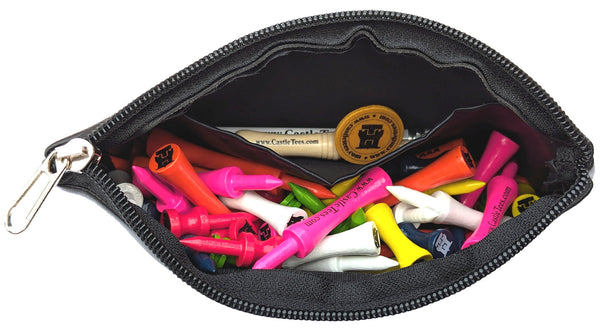 Mixed Castle Tees Zip Storage Tee Bag – 45 pcs Mixed Size Premium Bamboo Castle Golf Tees