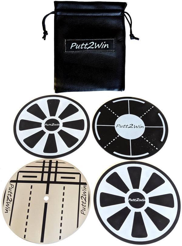Compact Golf Putting Mirror with 3 Target Ghost Holes & A Draw String Bag Set
