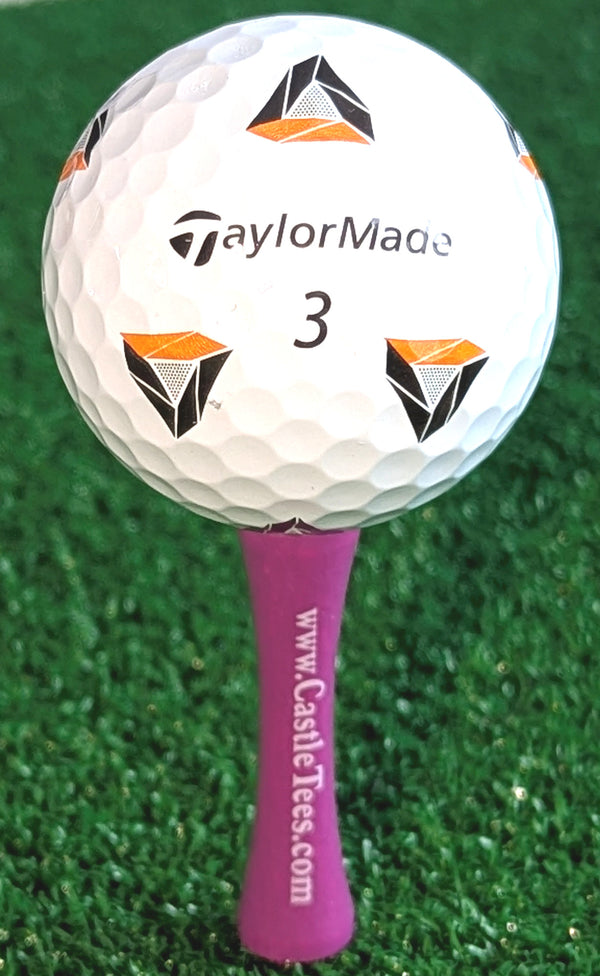 Purple Castle Tees – 50 x 65mm Purple Premium Bamboo Golf Tees in a Biodegradable Kraft Box